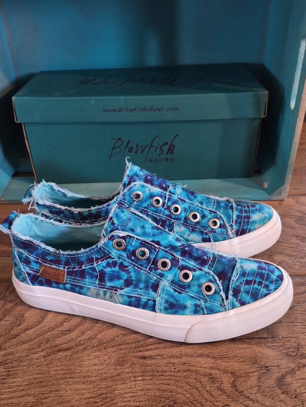 9 Blowfish Blue Tie-Dye Slip-On Sneakers